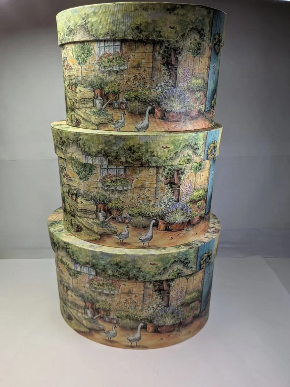 Vintage Bobs Boxes Cottage Garden Nesting Hat Box Set Sherri Buck Baldwin Lang